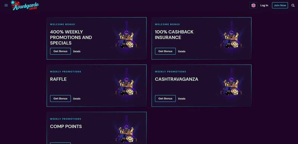 Sitio web de Avantgarde Casino